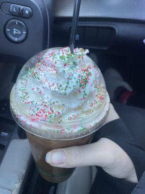 This is the sugar cookie latte that I got today!