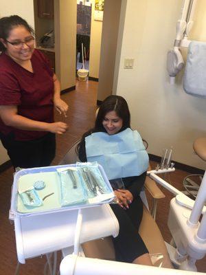 Patient is all smiles waiting for dental work.