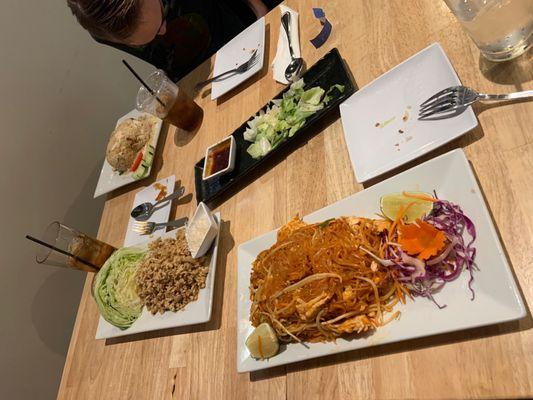 Lettuce wraps, pad Thai, fried rice