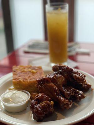 Wings with Mac and cheese. Tasty and filling.