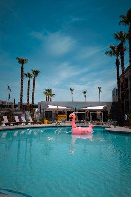 Pool floaties, day beds, sun loungers, and poolside games are included with your Phoenix getaway at the Moxy Tempe.