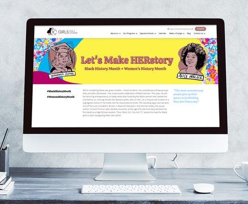 WordPress landing page for nonprofit Girls For A Change