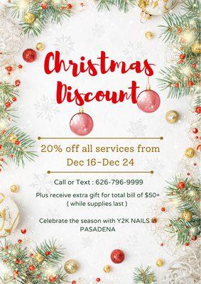 Christmas discount call or text : 626 796 9999