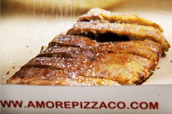 Dessert Calzone filled with Nutella chocolate & Marshmallow Cream. Sweet!