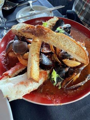 Otter's stew (crab, shrimp, mussels, and clams) in a tomato saffron stew.