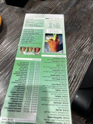 Drink menu