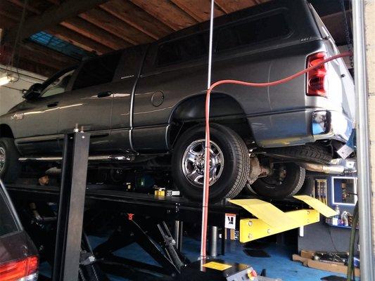 Our new alignment rack can hold up to 12,000 pounds for those heavy duty vehicles!