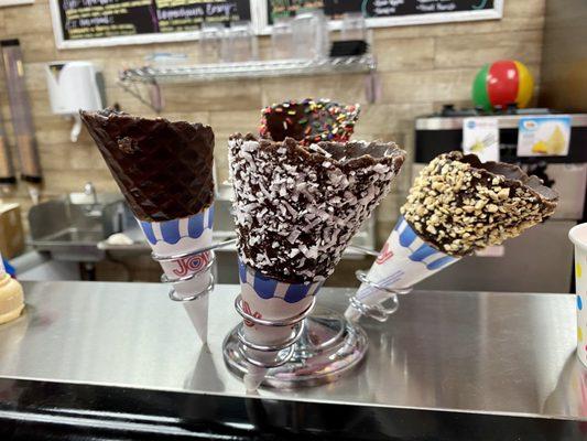 Chocolate dipped cones