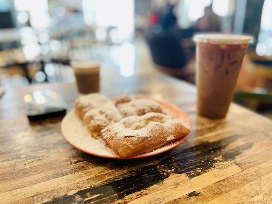 Beignets and Vanilla Latte with Almond Milk