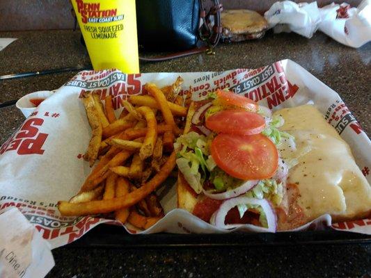 Italian sub with small fries