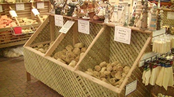 We have bins and bins filled with sea sponges and loofah