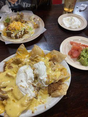 Chicken nachos & Soft Ground Beef Tacos