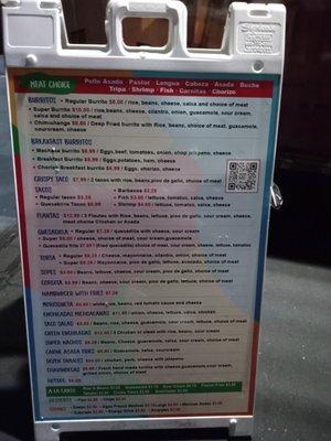 Menu board