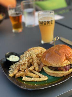 Burger and truffle fries