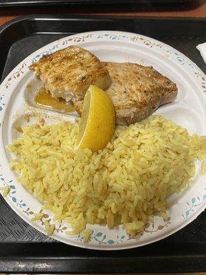 Cajun Swordfish with rice