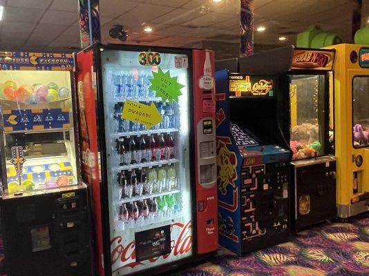 Broken vending machine and games