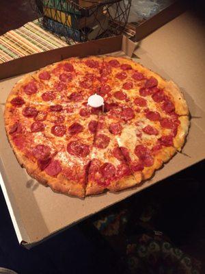 Pepperoni pizza delivered to my Airbnb