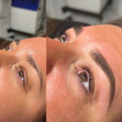 Lash lift + tint and Brow shape + tint. Work by Tayler