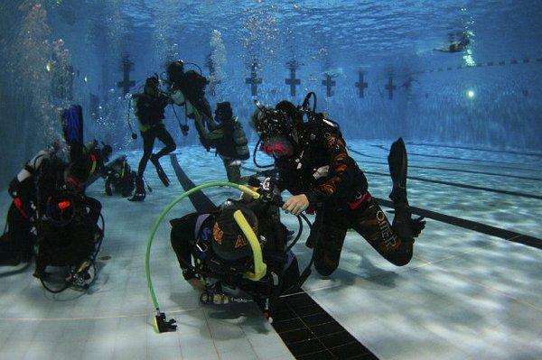 Our students practicing their skills in the pool