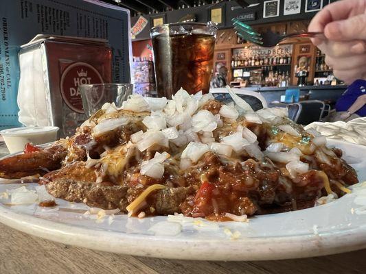 Chili Cheese Fries with Texas Red