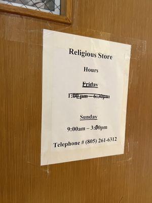 Religious Store Gift Shop Hours (March 2024)