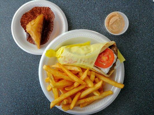 Gyro, fries, baklava