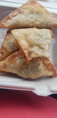 Curry samosas (more like a fried wonton)