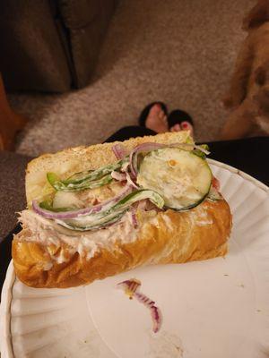 6 inch Tuna sub with"light" mayo