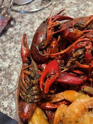 dirty cooked crawfish