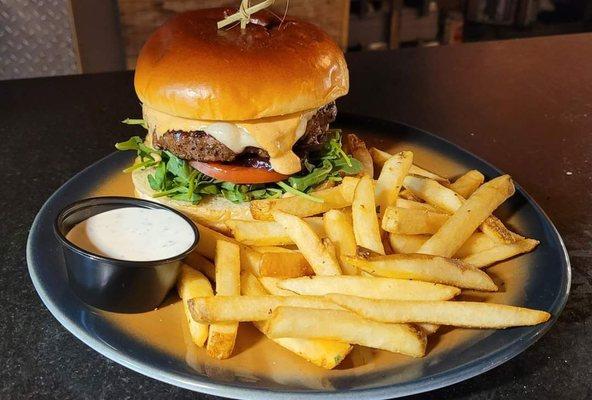 Bison Burger with Fries