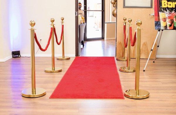 VIP Red Carpet available when you host your next event at Dreams Event Studio. Call 505.908.7900