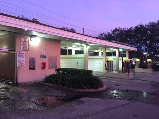 Token and vending machines located at front of building next to touch less automatic. One token is worth one dollar.