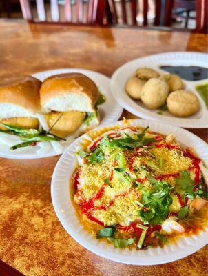 Vada pav, samosa chat, kachori