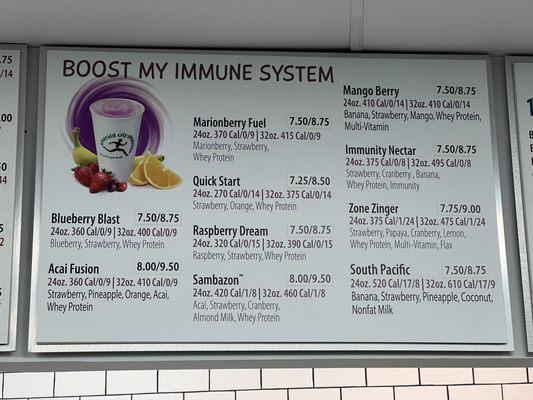 Boost My Immune System Menu Board