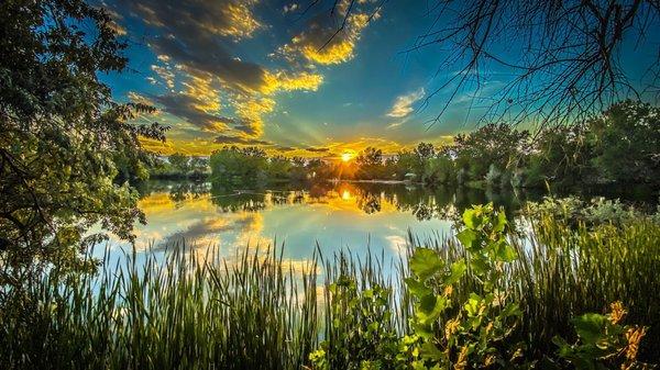 Lake with Beautiful Sunset