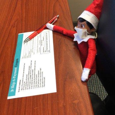 Look who is filling out a Skip-A-Payment on his sleigh ! Why skip the holidays when you can skip a payment instead!