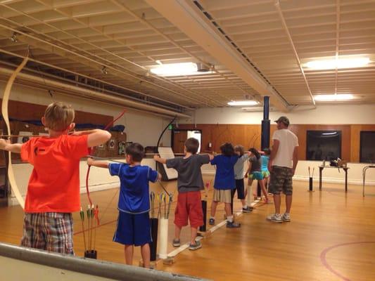 Archery lessons in the roller rink