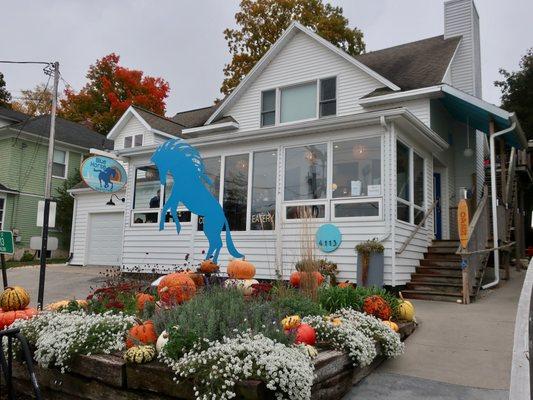 Homey and colorful storefront.