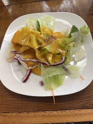 House salad with ginger dressing