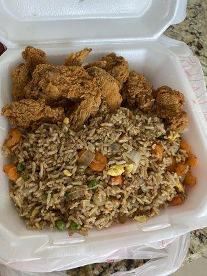 Fried rice and chicken wings