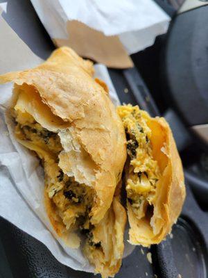 Inside the cheesy, artichoke heart empanada