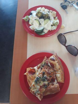 Pizza and salad yum!