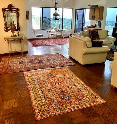 A few great antique rugs placed at a client's residence.