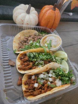 $10.47 subtotal via Yelp-GrubHub pick up. 2 reg tacos, al pastor/ 1 reg taco, carne asada (10/4/22)