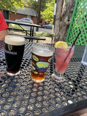 Guinness Fat Tire and a Tito's lemonade