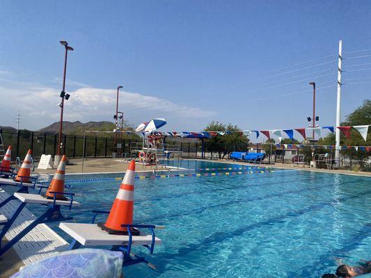 Perfect temperature lap pool that the kids can jump in