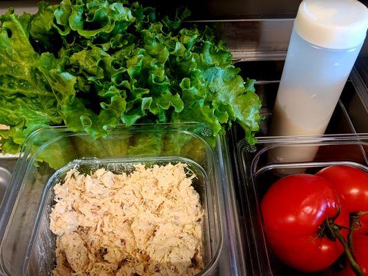 Our homemade chicken salad with beautiful produce.