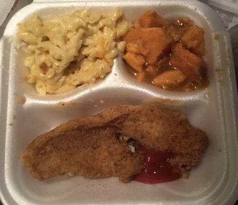 Catfish...yams..Mac and cheese