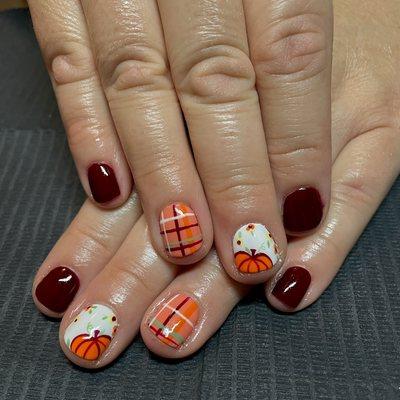 Shellac Manicure with Intricate Nail Art