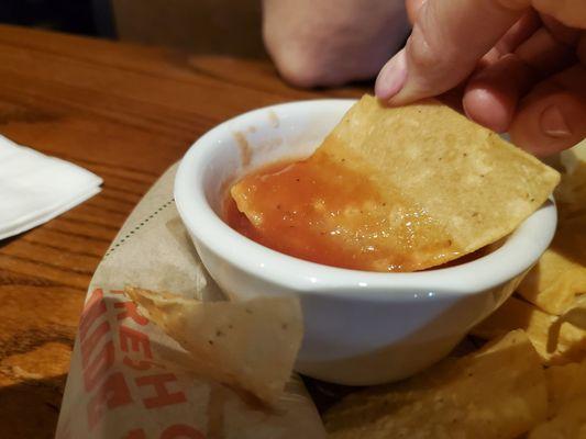 Tomato juice instead of salsa with chips